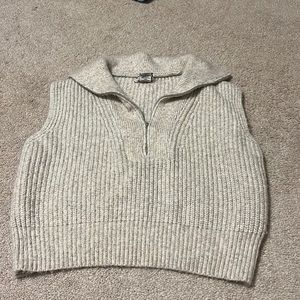 Cream zip up sweater vest